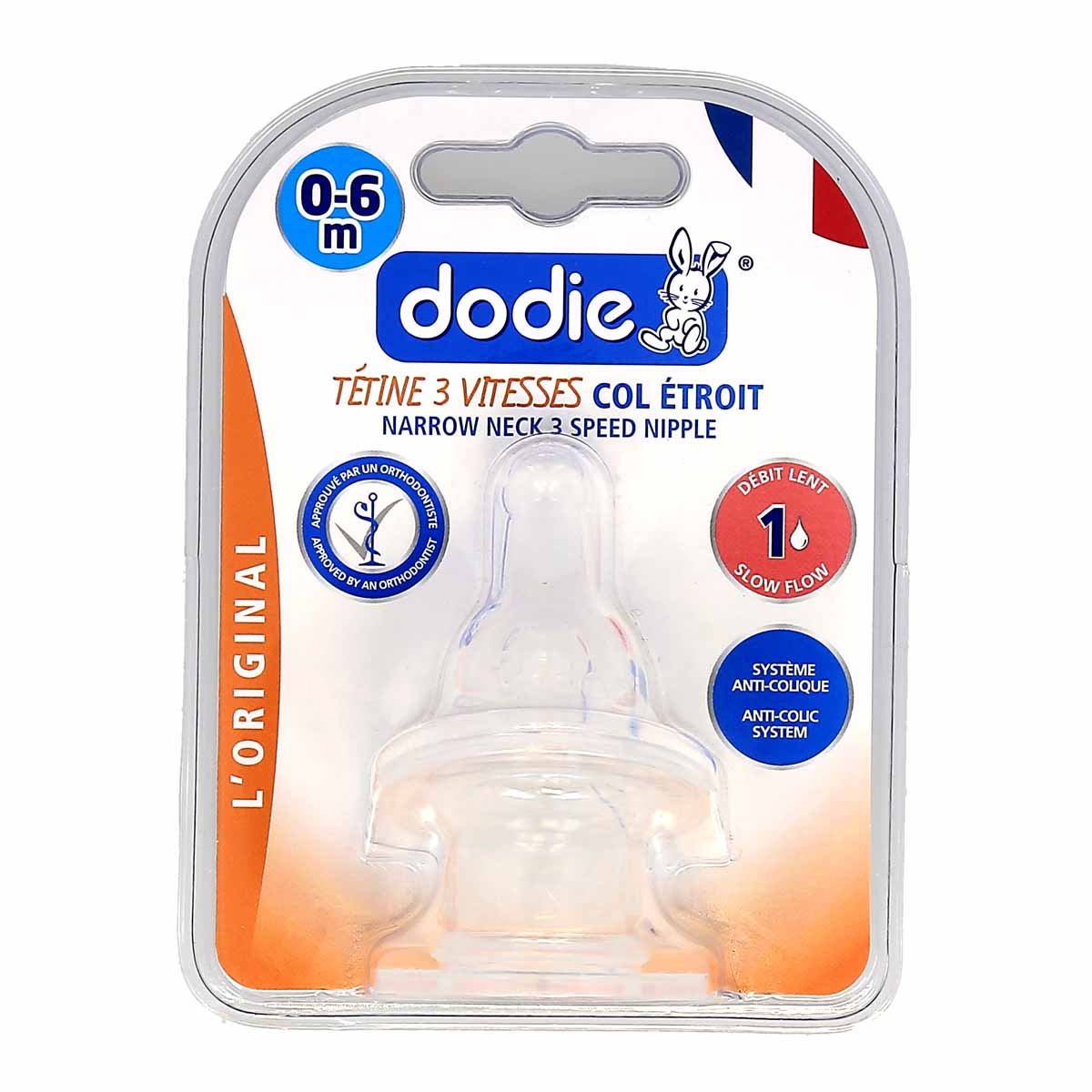 Dodie Tétines Rondes 3 Vitesses Col Etroit Débit 1