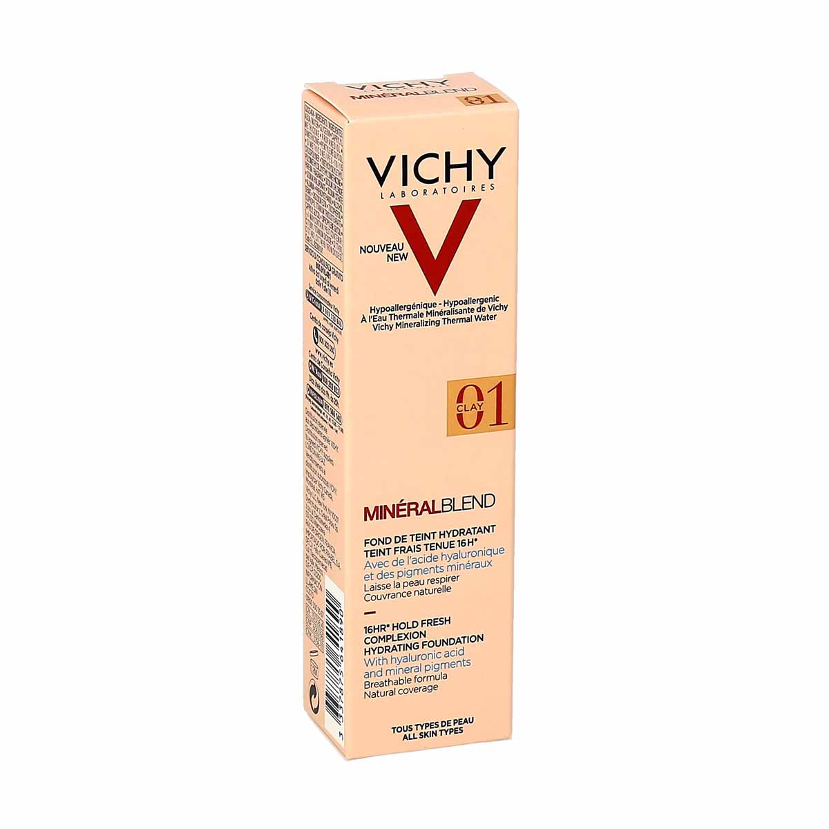 Vichy Minéralblend Moisturizing Foundation Fresh Complexion 16H Hold Shade: 01 Clay