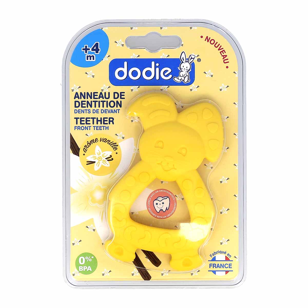 Dodie Anneau de Dentition Lapin Jaune Arôme Vanille +4 mois