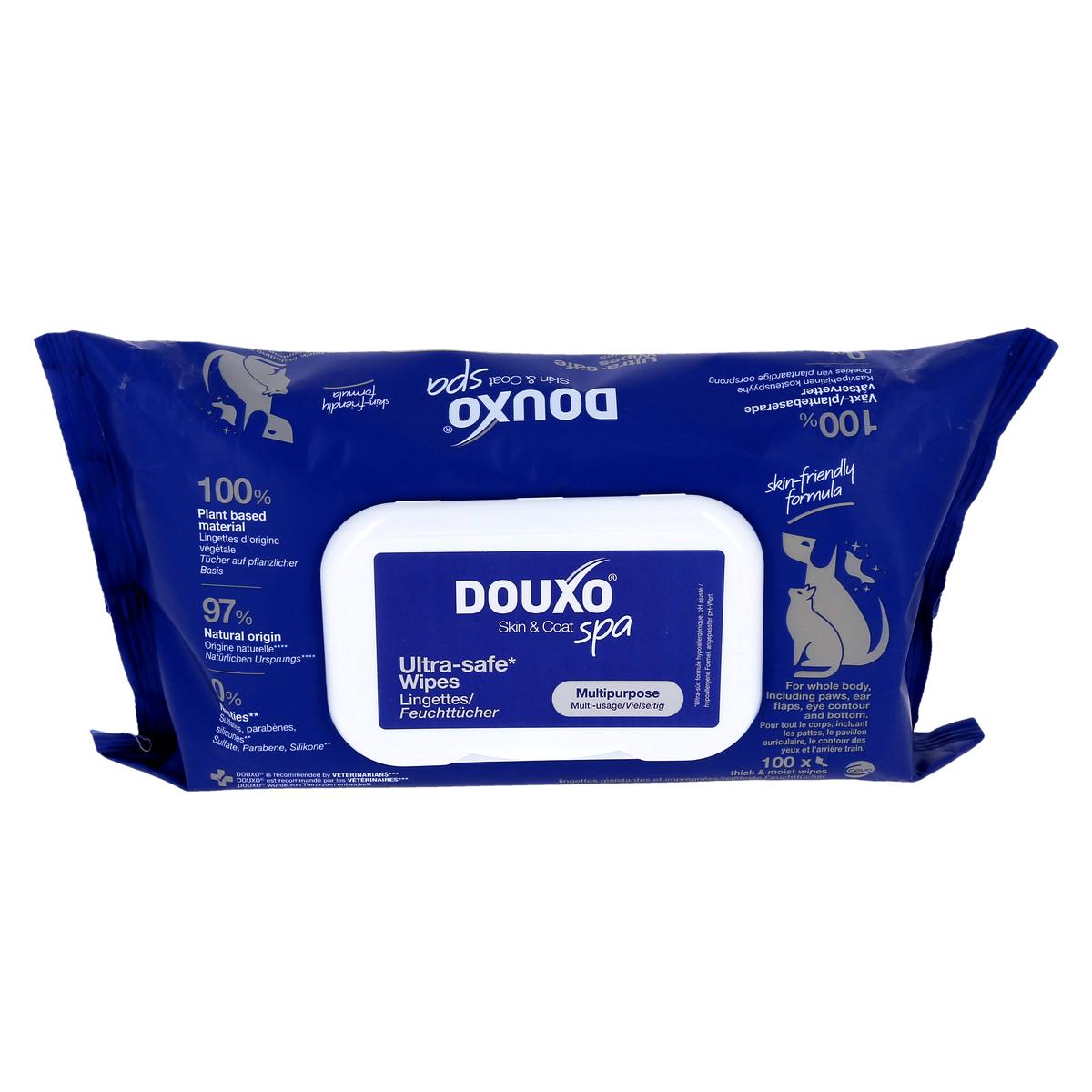 Douxo Skin & Coat Spa Lingettes Résistantes et Imprégnées Multi-Usages Chien/Chat