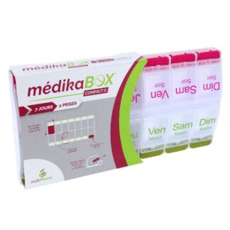 MédikaBox Compact II 7-Day Pill Organizer (2 Doses)
