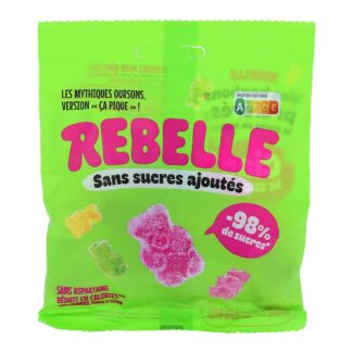 REBELLE Les Mythiques Oursons "Tingling" version, no added sugar, raspberry/apple/lemon flavors, 50g bag
