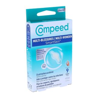 Compeed Multi-Injury SmartSkin, Waterproof Hydrocolloid Bandages, Size: Fingers (20x65mm), Box of 9 Bandages