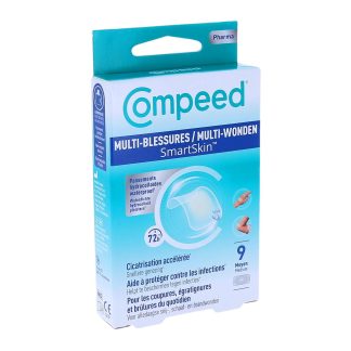 Compeed Multi-Wound SmartSkin, Waterproof Hydrocolloid Bandages, Size: Medium (30x60 mm), Box of 9 Bandages